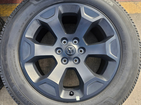 20" Dodge Ram 1500 OEM Laramie Black 2680 wheels rims 2024 2025 2026 MICHELIN Texas Truck Tire