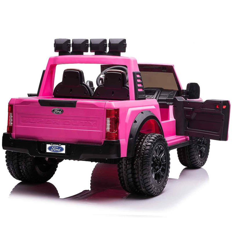 Custom Edition Pink 24V FORD F450 Ride-On Car Truck for Kids with 2 Seats, Remote Control, and LED Lights