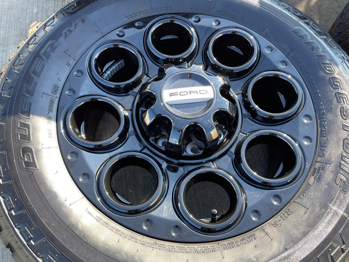 20" Ford F-250 F-350 OEM black TREMOR 10484 10299 wheels rims BRIDGESTONE NEW Texas Truck Tire