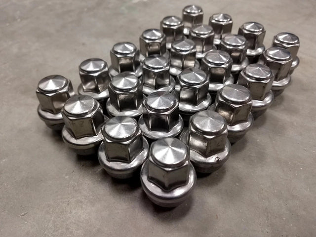 (24) 14x1.5 OEM Ford lug nuts polished F-150 Expedition OE 2015-2026 Texas Truck Tire