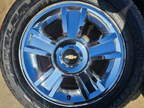 20" Chevy Silverado Tahoe Suburban chrome OEM 5416 wheels rims tires Texas Truck Tire