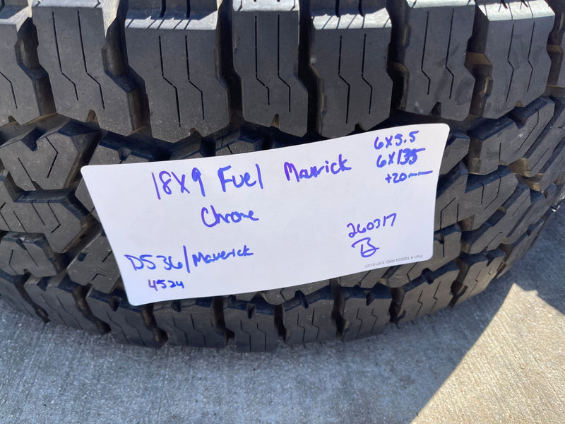 18x9 18" Fuel Maverick D536 Chevy Silverado F-150 RAM wheels rims 6x139 6x135 Texas Truck Tire