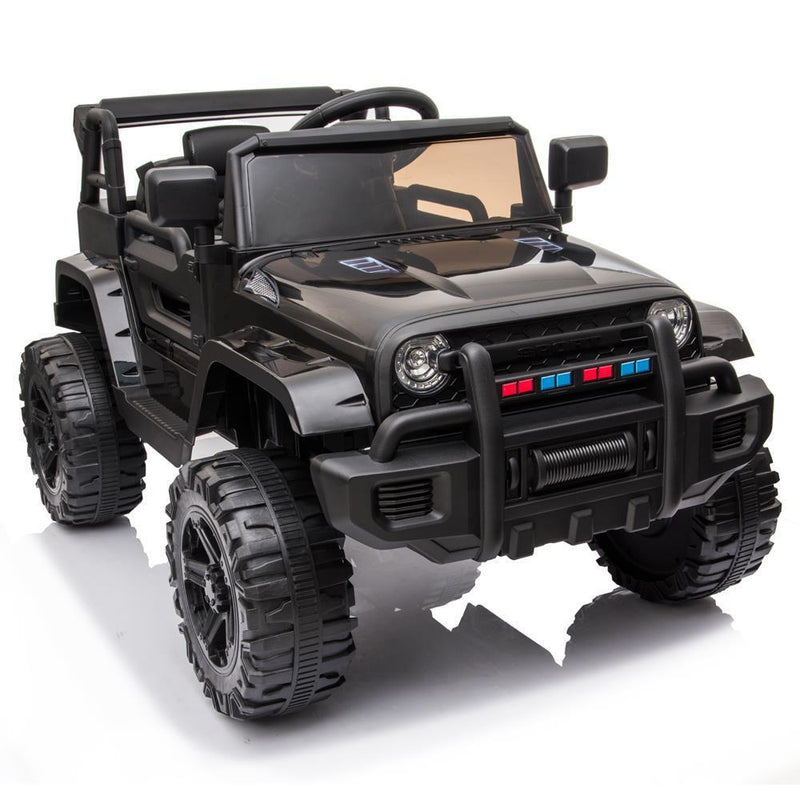 Black 12V Ride-On Truck for Kids with Parental Remote Control