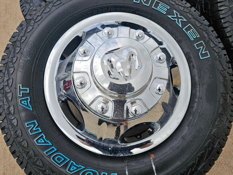 17" Dodge Ram 3500 Dually 8x200 wheels rims 2703 2704 OEM 2025 2026 NEW A/T Texas Truck Tire