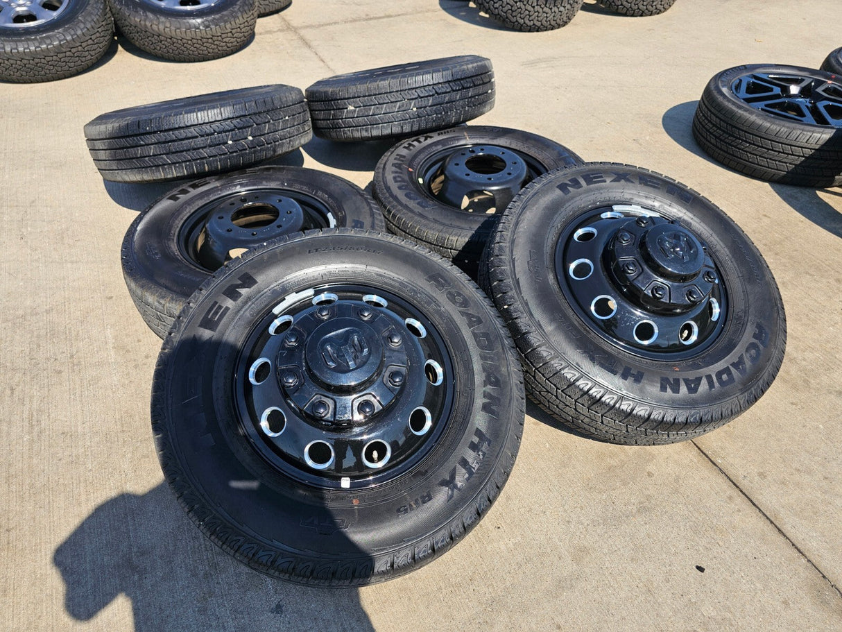 17" Dodge Ram 3500 Dually Laramie wheels rims 2706 2707 OEM black 2025 2026 NEW Texas Truck Tire