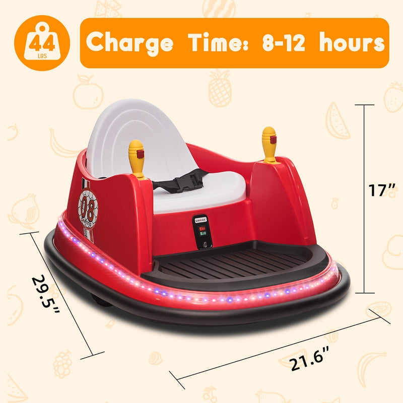 6V Kids Ride-On Bumper Car with Remote Control, 360° Spin and Flashing Lights for Toddlers