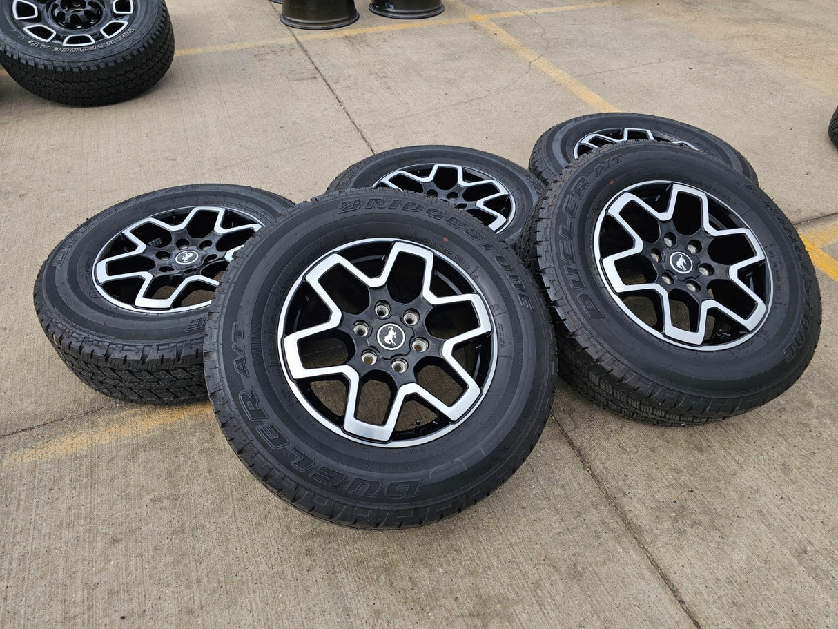 18" Ford Bronco wheels rims tires black 95213 Ranger tires BRIDGESTONE DUELER AT Texas Truck Tire