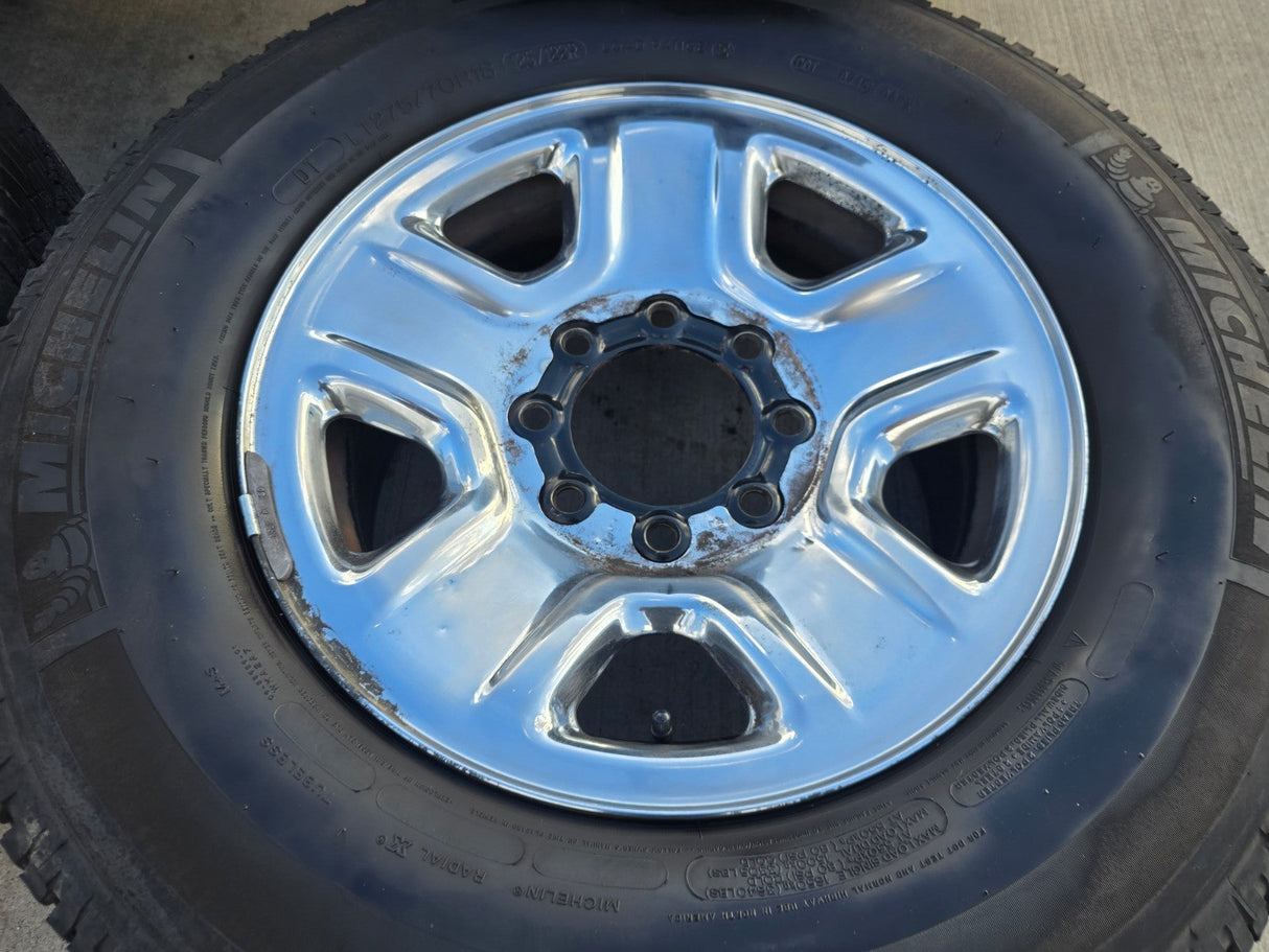 18" Dodge Ram 2500 3500 STEEL chrome OEM 2473 wheels rims MICHELIN LTX A/T2 Texas Truck Tire