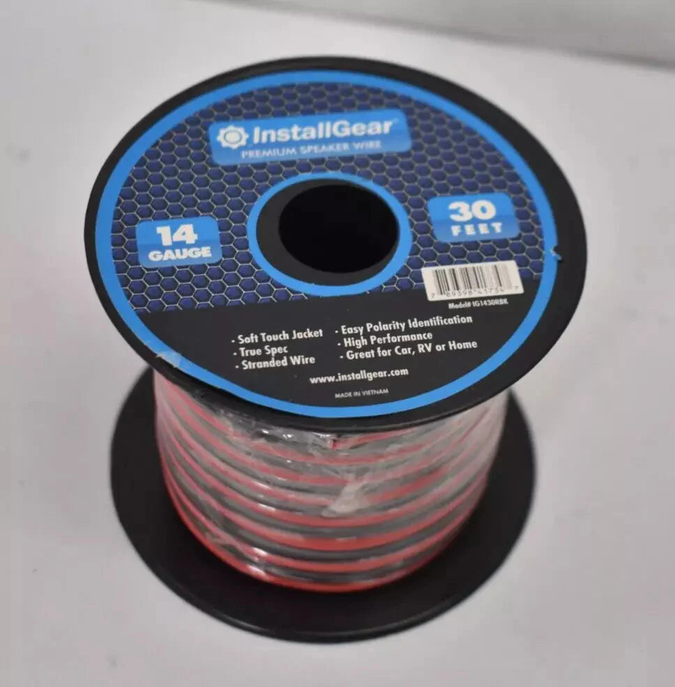 InstallGear Premium Speaker Wire 14 Gauge 30' L Soft Touch Jacket Spool TekShack