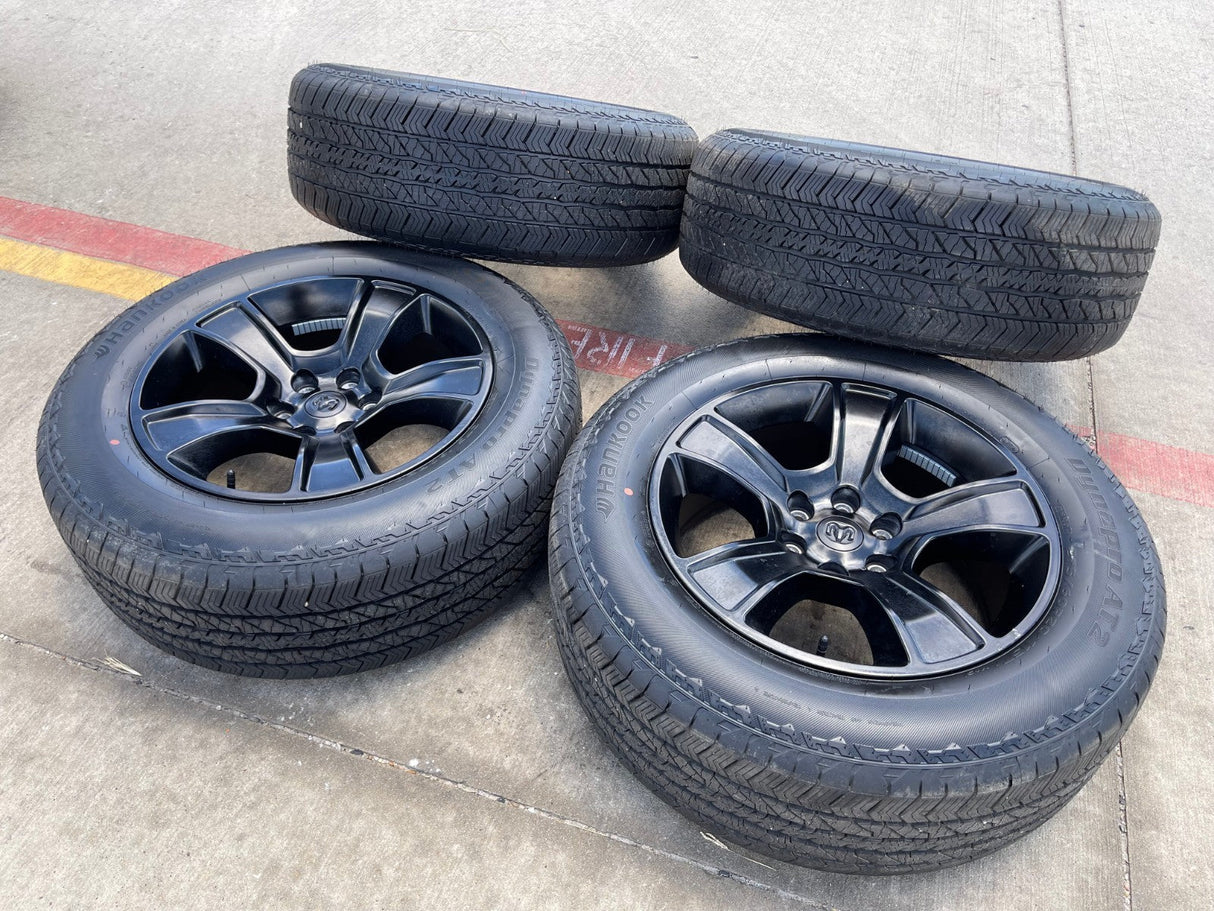 20" Dodge Ram 1500 OEM LIMITED Black 2676 2723 wheels rims NEW HANKOOK A/T2 Texas Truck Tire