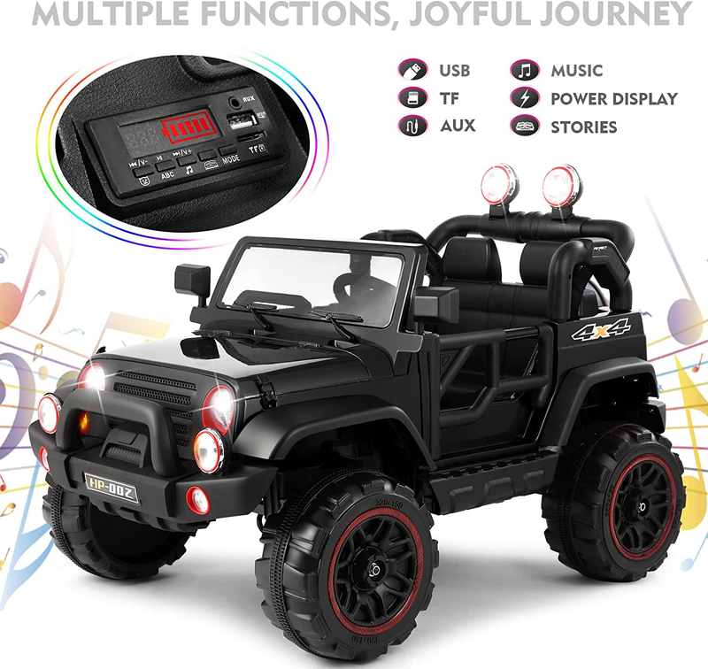 2 Seater Electric Ride-on Truck with Car Cover and Parental Remote Control - 12V Kids Vehicle