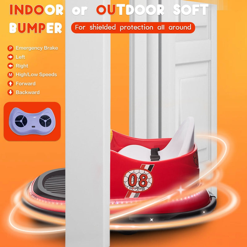 6V Remote Control Ride-On Bumper Car for Toddlers with Flashing Lights