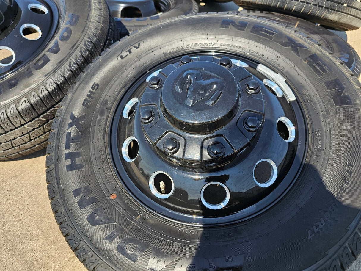 17" Dodge Ram 3500 Dually Laramie wheels rims 2706 2707 OEM black 2025 2026 NEW Texas Truck Tire