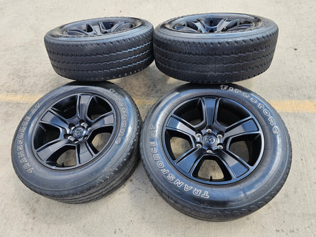 20" Dodge Ram 1500 OEM LIMITED Black 2676 2723 wheels rims FIRESTONE A/T Texas Truck Tire