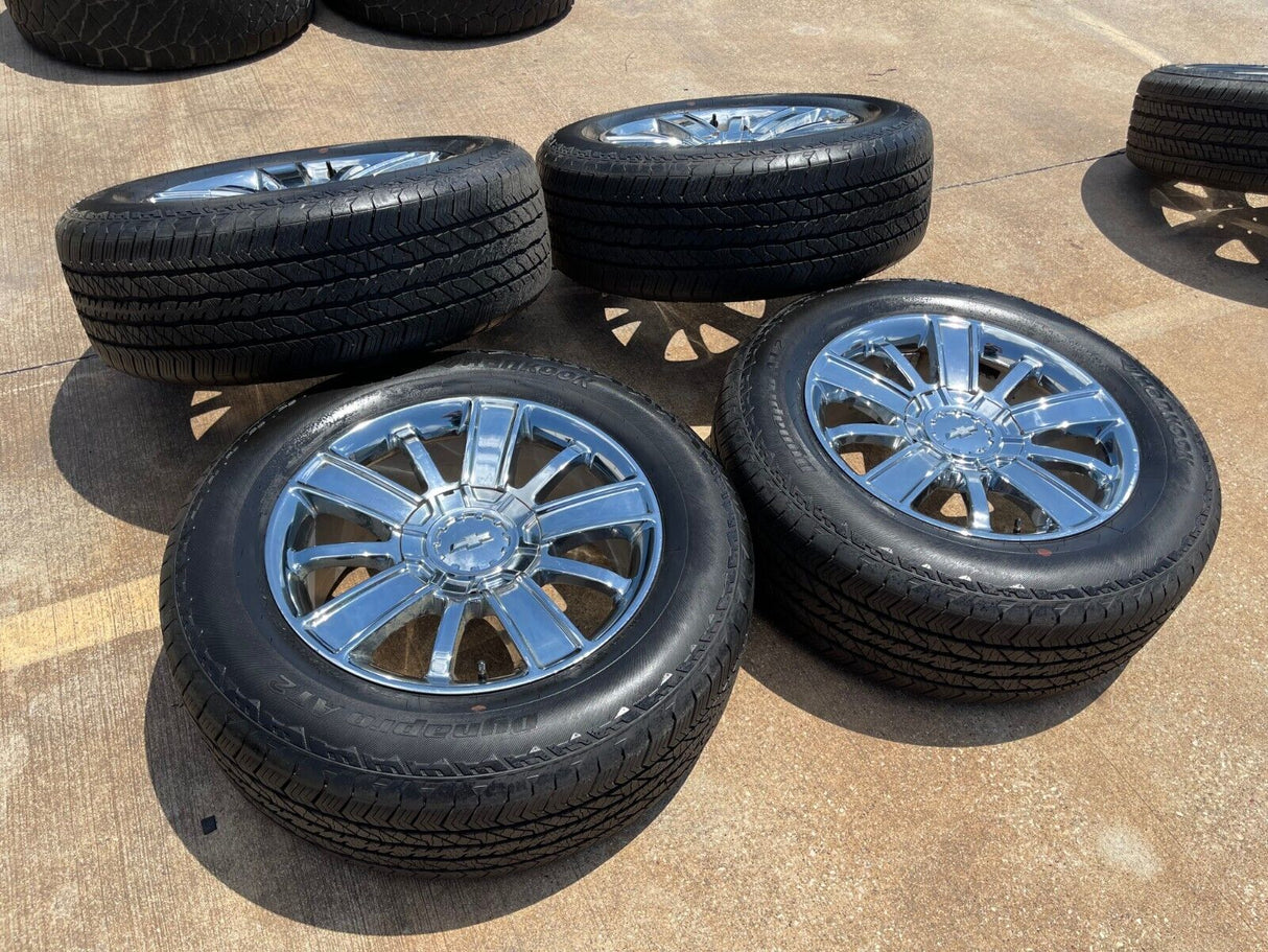 20" Chevy Silverado Tahoe OEM wheels rims 5653 CHROME 2016 2017 2018 2019 2020 Texas Truck Tire
