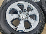 20" Dodge Ram 1500 OEM Laramie CHROME 2679 wheels rims tires 2023 2024 2025 NEW Texas Truck Tire