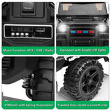 Black 12V Ride-On Truck for Kids with Parental Remote Control