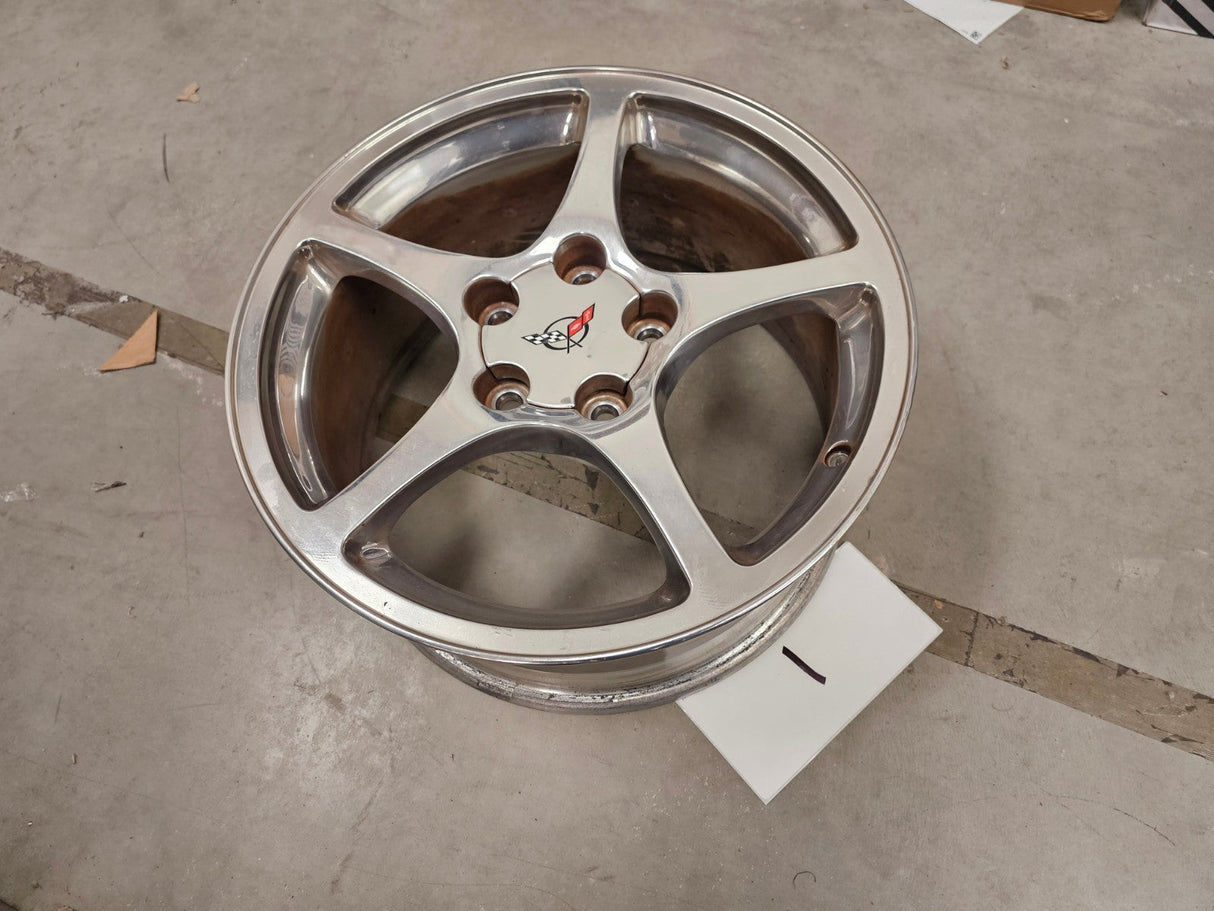 18" 18x9.5 Chevy Corvette OEM polished rim wheel 5105 5104 2003 2004 2005 REAR Texas Truck Tire