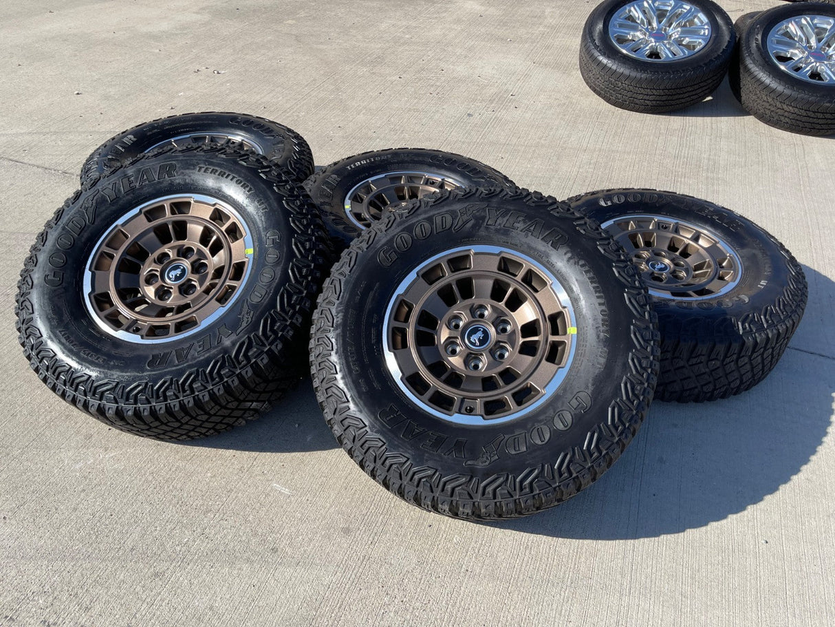 17" Ford Bronco HERITAGE Edition wheels rims BRONZE GOODYEAR 35" Texas Truck Tire