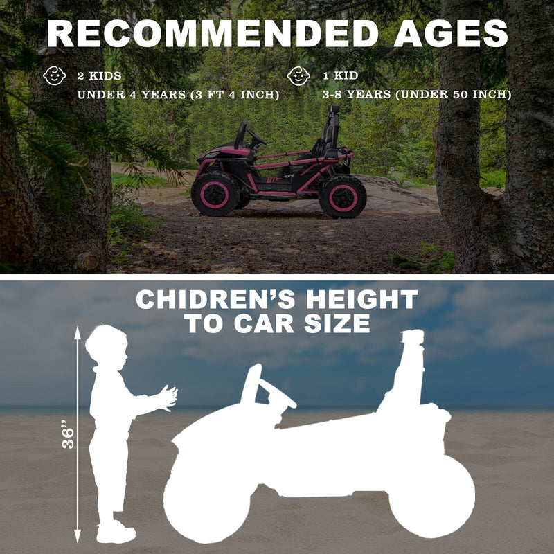 24V Kids 2-Seater Ride-On UTV Truck with 300W Motor, Remote Control, and EVA Tires - Pink