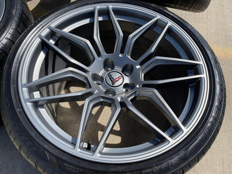 20" + 21" Chevy Corvette Z06 C8 OEM wheels rims 95580 95581 tires 2023 2024 2025 Texas Truck Tire
