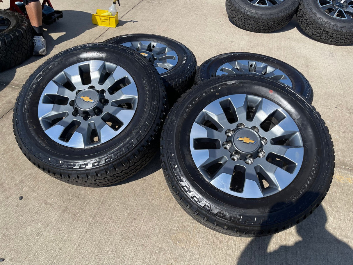 20" GMC Sierra Chevy Silverado 2500 3500 OEM 5960 5947 wheels rims BRIDGESTONE Texas Truck Tire