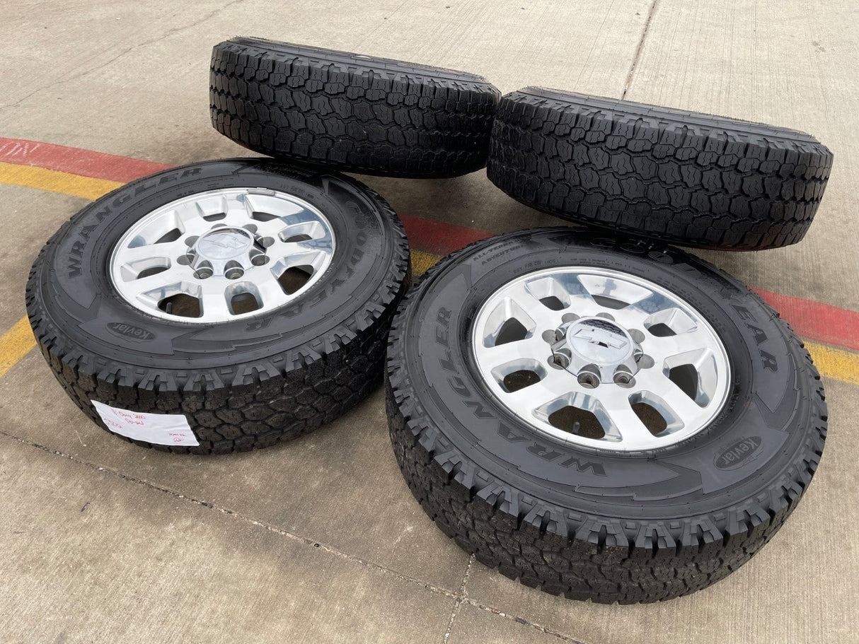 18" Chevy Silverado GMC Sierra 2500 3500 OEM 5502 wheels rims tires GOODYEAR Texas Truck Tire