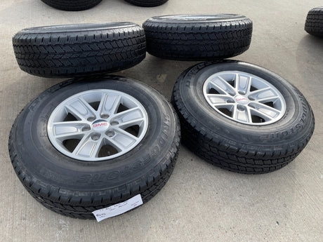 17" GMC Sierra Yukon Chevy Silverado Tahoe OEM 5654 wheels rims BRIDGESTONE A/T Texas Truck Tire