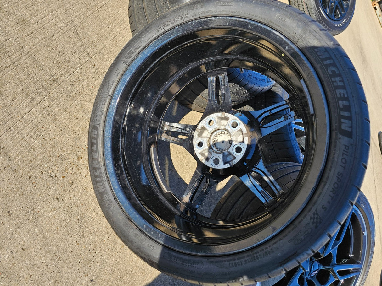 19" + 20" Chevy Corvette C8 OEM 14007 14008 wheels rims MICHELIN Texas Truck Tire