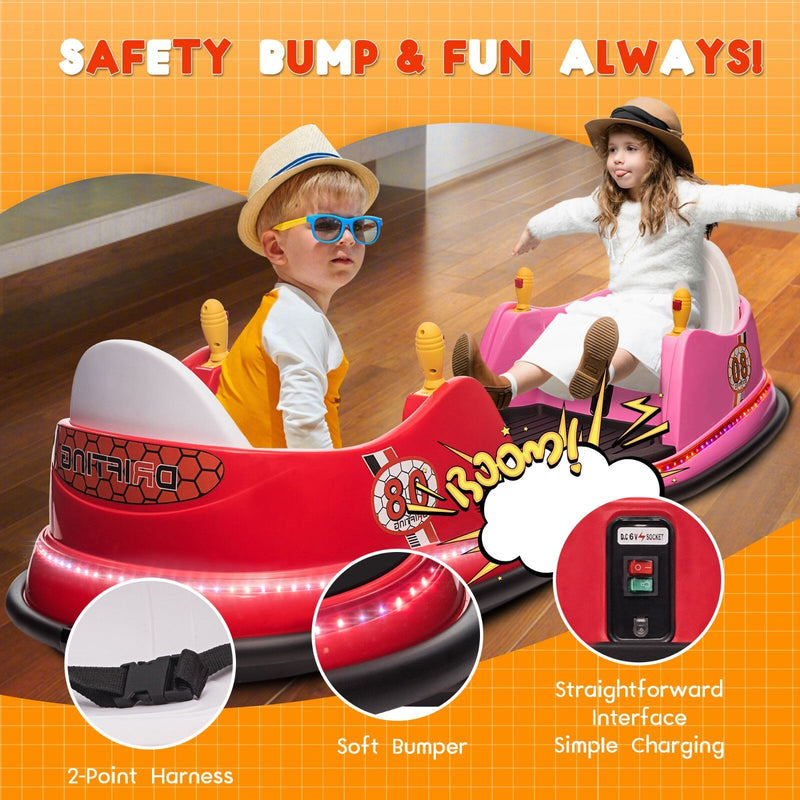 6V Remote Control Ride-On Bumper Car for Toddlers with Flashing Lights
