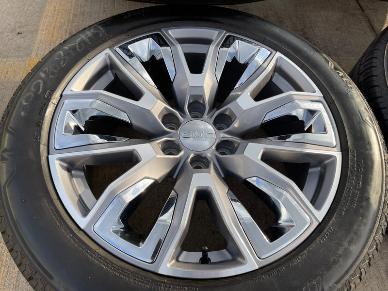 22" GMC Yukon Chevy Tahoe Escalade OEM 95513 14134 wheels rims BRIDGESTONE NEW Texas Truck Tire