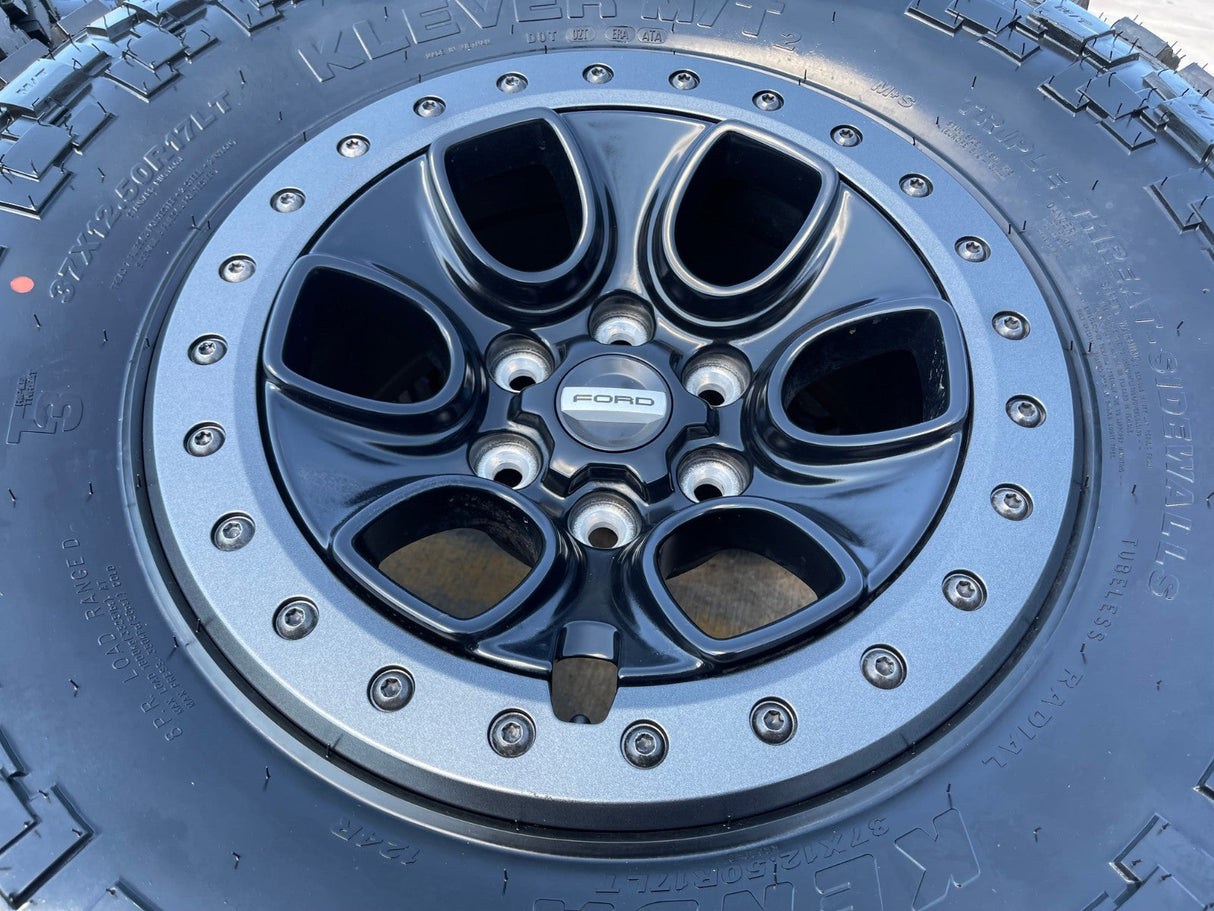 17" Ford F-150 Raptor OEM BEADLOCK rims wheels 10459 95210 M/T2 37" tires NEW Texas Truck Tire