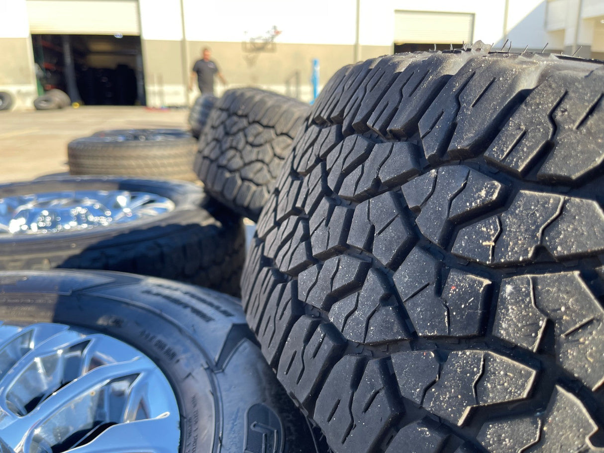 18" Ford F-250 F-350 OEM rims wheels 10290 chrome tires GOODYEAR WORKHORSE A/T Texas Truck Tire