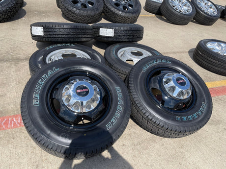 17" GMC Sierra Chevy Silverado 3500 Black Dually rims wheels OEM 5519 5520 NEW Texas Truck Tire