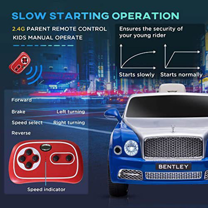 Bentley 12V Electric Ride-On Vehicle with Remote Control, Battery-Operated Car with Suspension