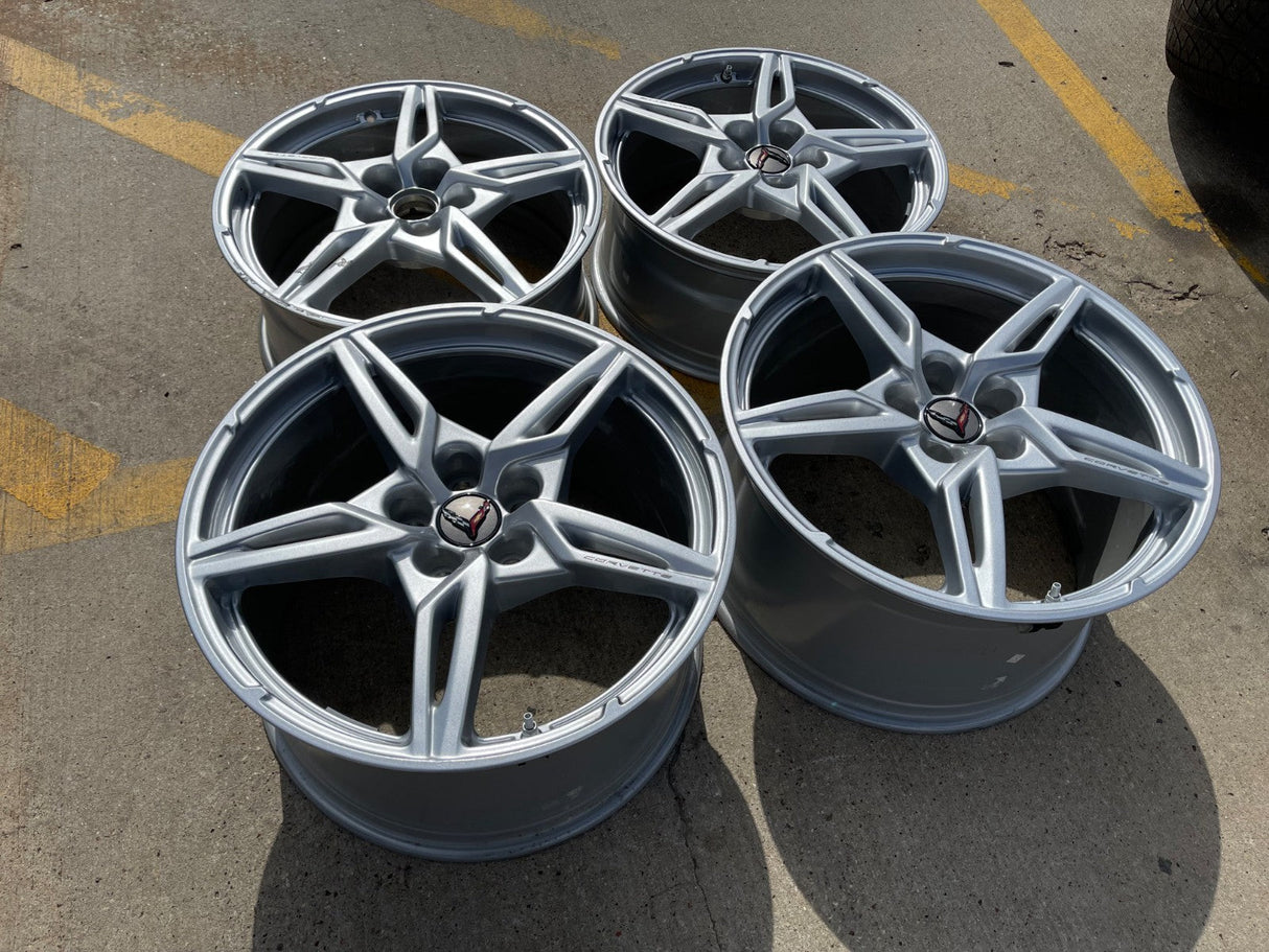 19" + 20" Chevy Corvette C8 OEM 14007 14008 wheels rims 2023 2024 2025 2026 Texas Truck Tire