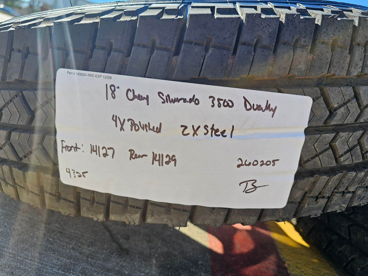 18" GMC Sierra 3500 DENALI Dually rims wheels OEM 14127 14129 8x210 MICHELIN NEW Texas Truck Tire