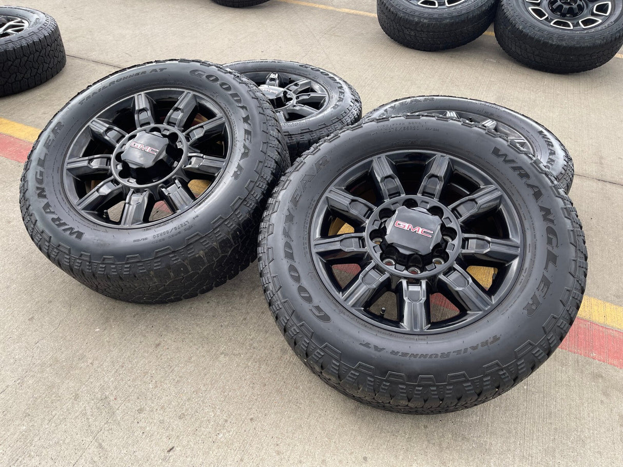 20" GMC Sierra DENALI 2500 3500 OEM 14137 5963 wheels rims Silverado tires A/T Texas Truck Tire