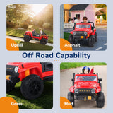 12V Electric Ride-On Car for Kids Ages 3-8 - Red/Black Truck Design