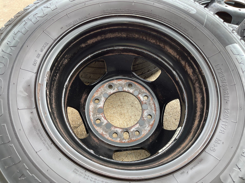 17" Dodge Ram 3500 Dually Laramie 8x200 wheels rims 2703 2704 OEM IRONMAN Texas Truck Tire