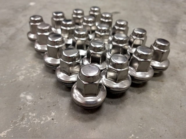 20) 14x1.5 OEM Toyota Tundra lug nuts washer polished LX570 Sequoia Land Cruiser Texas Truck Tire