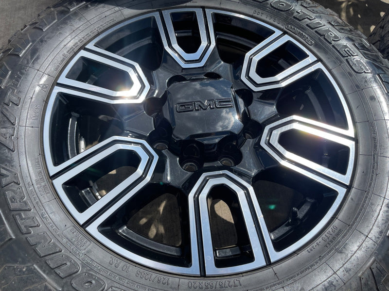 20" GMC Sierra AT4 2500 3500 OEM wheels rims 5950 Silverado tires TOYO A/T3 Texas Truck Tire