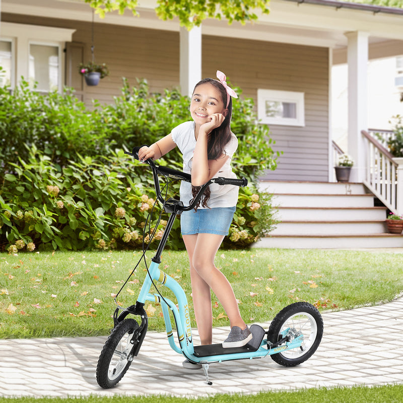 Youth Scooter with 12-Inch Inflatable Front Wheel and Dual Front & Rear Caliper Brakes