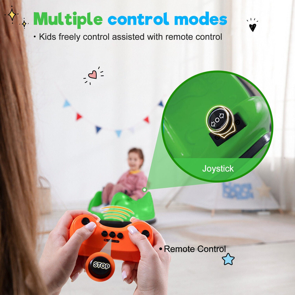 12V Electric Bumper Car with Remote Control and Flashing Lights - Perfect for Riding Fun!