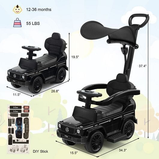 Mercedes Benz G350 3-in-1 Push Car with Canopy - Stroller and Sliding Car Combo