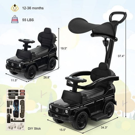 Mercedes Benz G350 3-in-1 Push Car with Canopy - Stroller and Sliding Car Combo