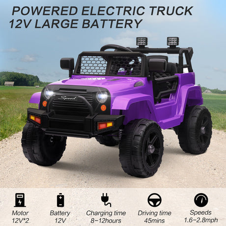 12V Battery-Powered Kids Ride-On Off-Road Truck Toy with Parent Remote Control