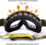 Kids ATV Dirt Bike Goggles Anti-Fog Impact Resistant Army Green