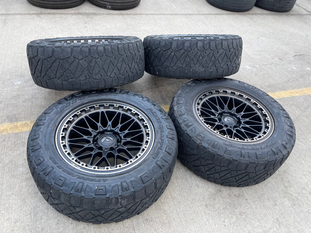 20x9 Fuel Trigger D759 Chevy Silverado RAM Tacoma wheels rims 6x139 6x5.5 tires Texas Truck Tire