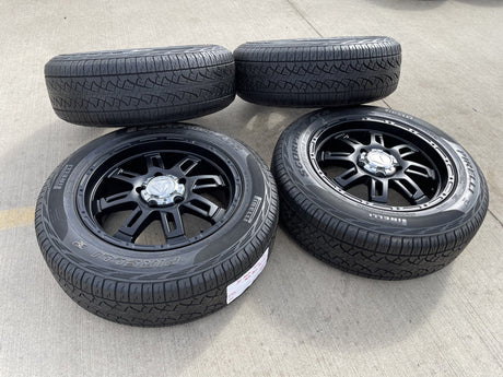 20" Toyota Tundra Sequoia T FORCE TSS TRD OEM black wheels rims 5x150 PIRELLI Texas Truck Tire